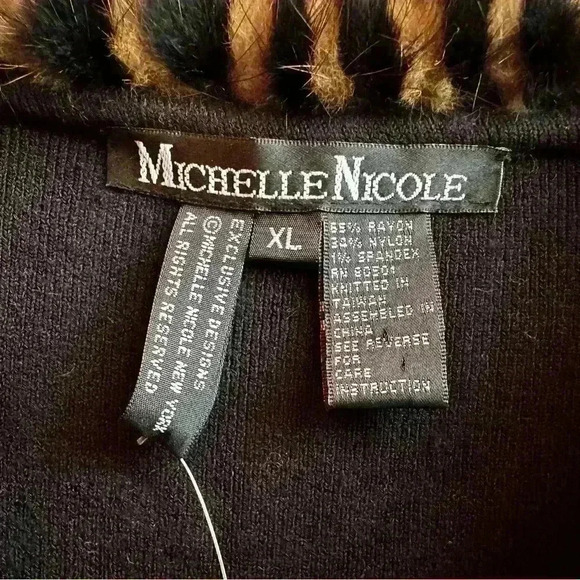 Y2K faux fur trim black fitted sweater top size XL - Picture 6 of 6